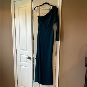 Lulu's Green Asymmetrical Long Sleeve Gown for Weddings